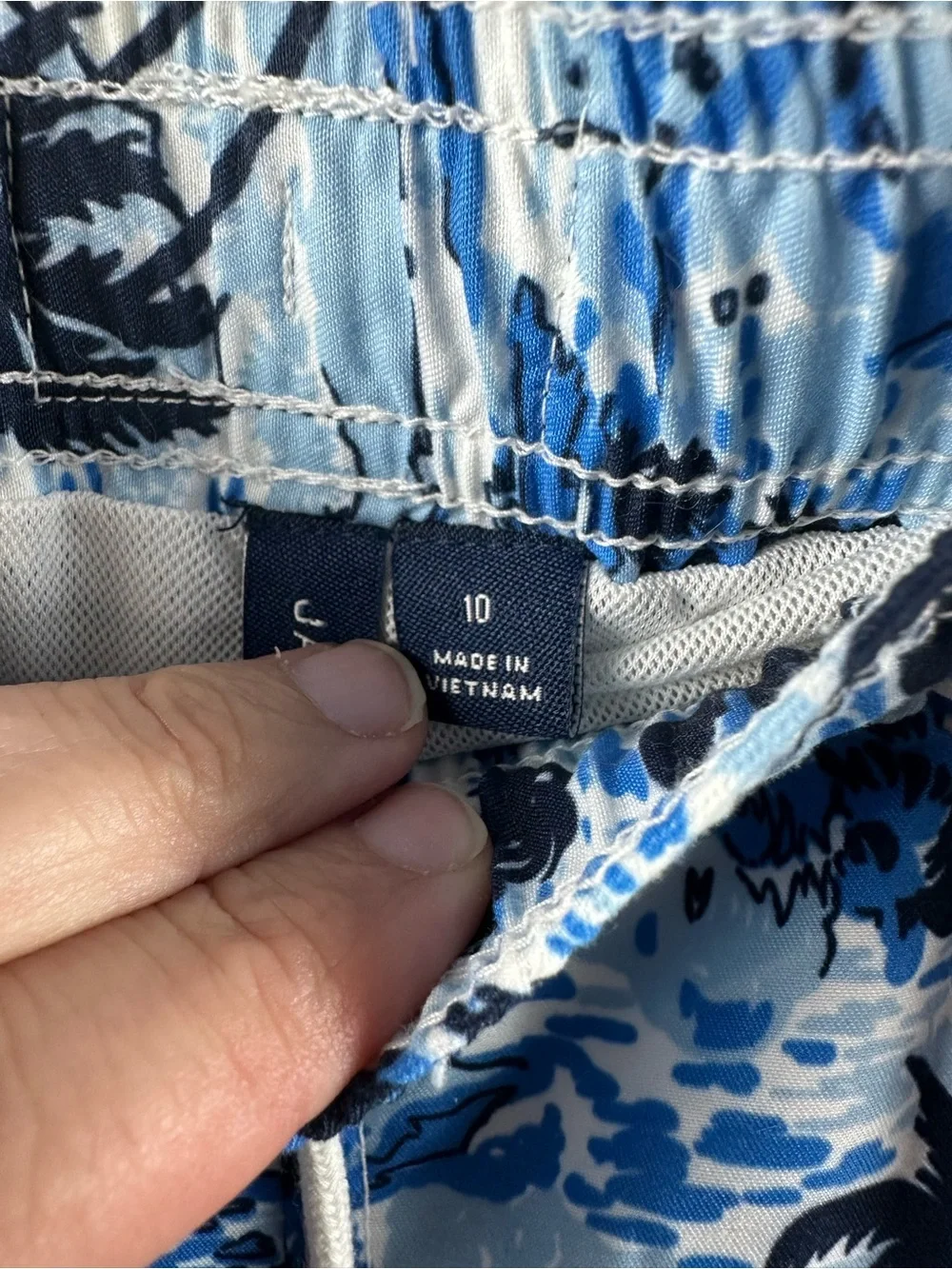 Janie and Jack Blue and Navy Tropical Print Swim Trunks